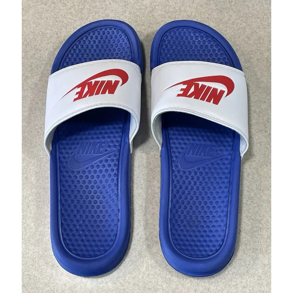 Nike Benassi JDI Slides Men’s Size 11 Royal/White/Red -Summer Sandals 343880-410